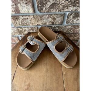 Andiamo Rhinestone Sandals Silvertone Buckles NWOT! Size 8W Wide Excellent!